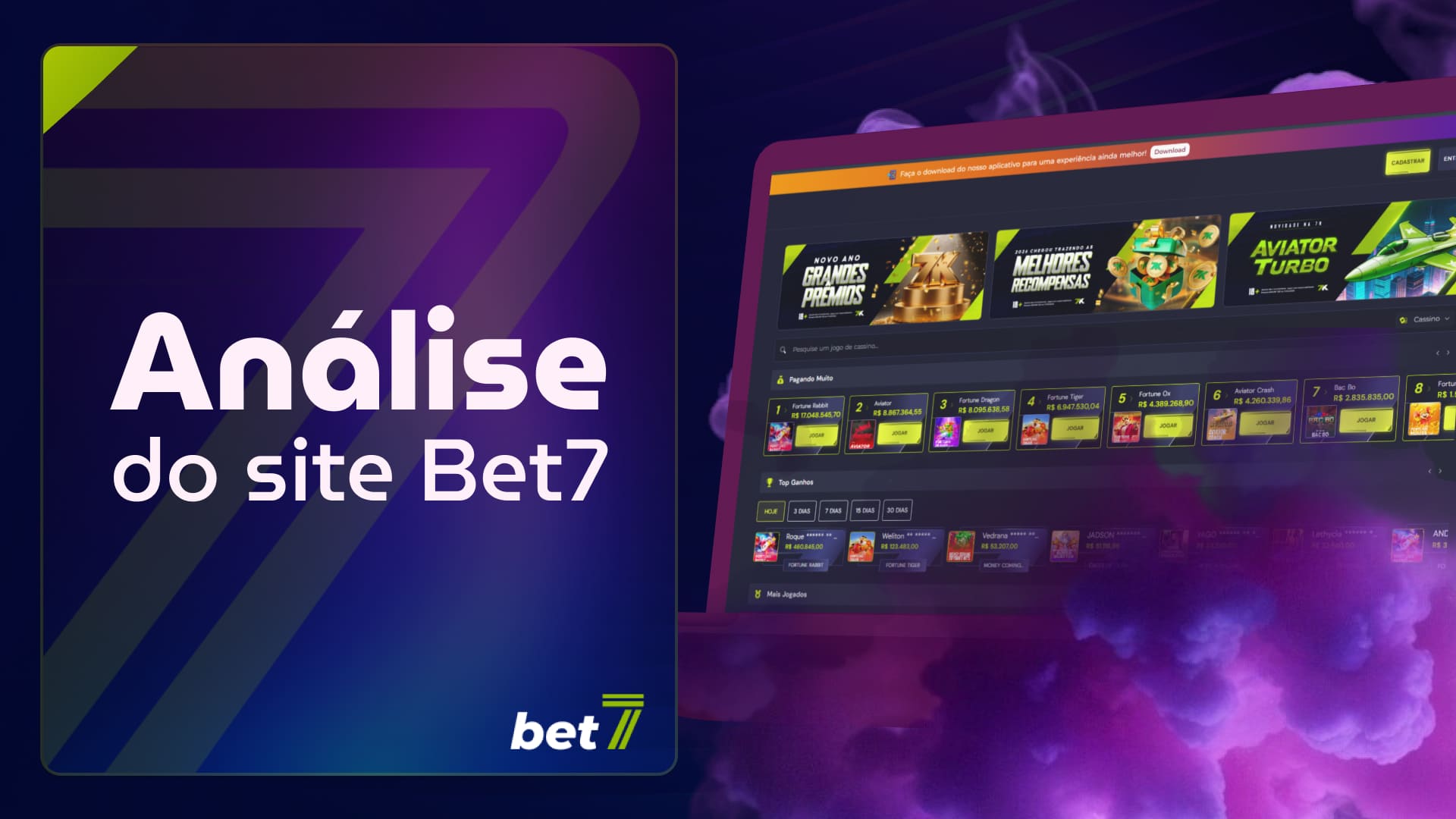 Informações gerais sobre a interface interna do site da Bet7 Brasil, suas funções e facilidade de uso.